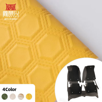 Cuero sintético artificial repujado hexagonal de bordado de PVC para asientos de coche, pies de coche, sofá, decorar bolsos, tela de cuero sintético