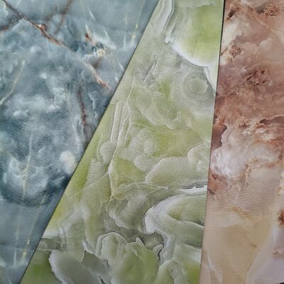 Tela de cuero sintético con estampado de mármol para muebles, bolsos y aplicaciones decorativas