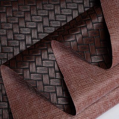 0.6mm Embalaje en relieve Cuero Falso Tricotado PVC Cuero Gran Tejido Mat