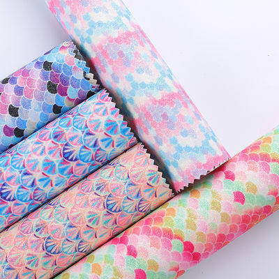 0.5mm Glitter PU cuero cepillado sirena de pescado Escala PU cuero artificial