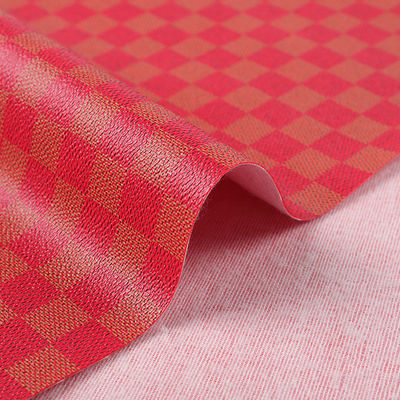 Cuero de PVC impreso para bolsas tablero de ajedrez de colores mixtos Tejido de cuero falso