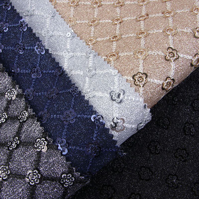 Sequin Brillante Flor Brillante Cuero PU Eco amigable 100% Cuero de poliuretano