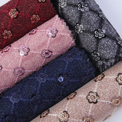 Sequin Brillante Flor Brillante Cuero PU Eco amigable 100% Cuero de poliuretano