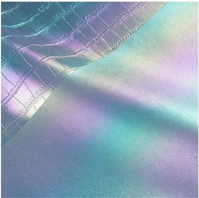 Bolsa de cuero artificial de PVC con colorido gradiente de cocodrilo Material de tela de cuero