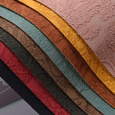 3D Retro Floral Cuero de PVC en relieve para bolso de mano Embalaje Caja Tejido decorativo Placemat Cuero falso