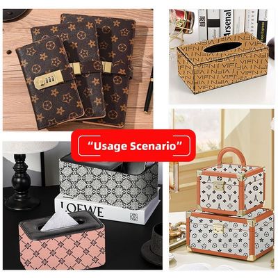 Tejido de cuero PVC impreso de 0,5 mm para bolsos, cuadernos, fundas de teléfono