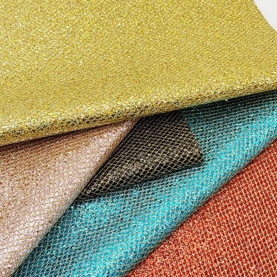 Material de cuero sintético de PVC con purpurina gruesa tipo malla, cuero sintético elástico para zapatos, equipaje, bolso, embalaje, sofá, forro exterior