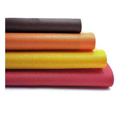 Cuero sintético artificial de grano cruzado de PVC para cartera, embalaje, funda, zapatos, cuaderno, tela de cuero