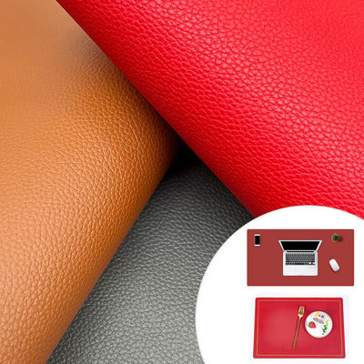 PVC Litchi Grain Double Face Materiales de cuero sintético de falsificación en relieve Impermeable para bolsas Cinturón de alfombra de mesa Para fines decorativos