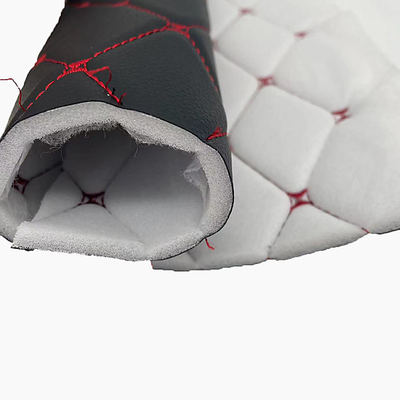Cuero sintético acolchado con bordado de PVC personalizado, espuma de poliuretano de 6,0 mm para tapicería de asientos de coche, sofá, tela de cuero sintético