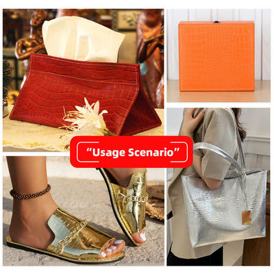 Cuero en relieve de PVC de cocodrilo con textura de cuero falso de colores brillantes Cuero sintético para zapatos Bolsas Muebles Materiales de artesanía