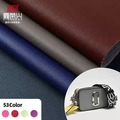 Cuero sintético PVC Saffiano con patrón cruzado para muebles, 54" de ancho