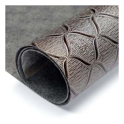 Cuero sintético artificial con estampado geométrico brillante de PVC al por mayor para embalaje, cartera, caja, cuaderno, tela de cuero sintético