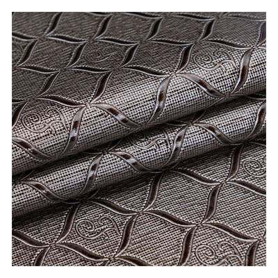 Cuero sintético artificial con estampado geométrico brillante de PVC al por mayor para embalaje, cartera, caja, cuaderno, tela de cuero sintético