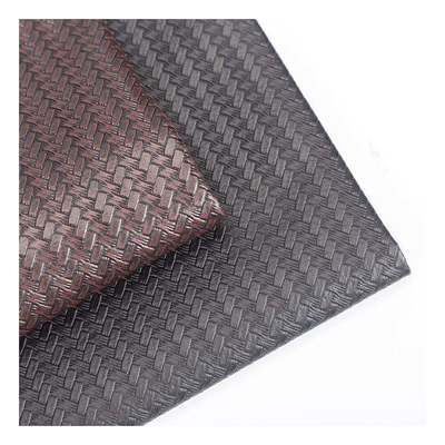 Tejido de cuero sintético con patrón de tejido oblicuo de PVC para bolsos, tapicería, embalaje, carteras, cajas, zapatos, cuadernos