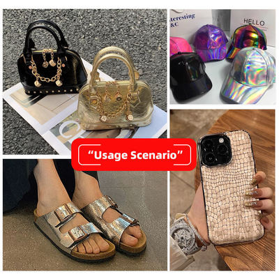 PVC de grano de cocodrilo Tejido de cuero sintético Refractado Estiramiento a prueba de agua para cartera Calzado portátil Bolso de sofá Muebles de uso