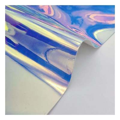 Rainbow Pu Holográfico Metallico Espejo Colorido Cuero Sintético Artificial Falsos Zapatos Bolso Bolso de Mano Cuaderno Tejido de Cuero