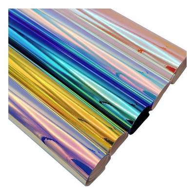 Rainbow Pu Holográfico Metallico Espejo Colorido Cuero Sintético Artificial Falsos Zapatos Bolso Bolso de Mano Cuaderno Tejido de Cuero