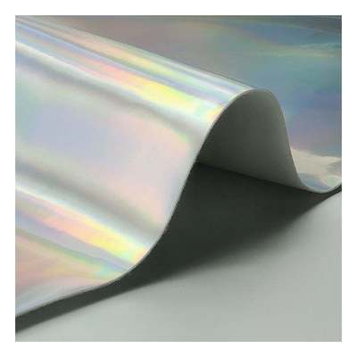 Rainbow Pu Película láser holográfica Espejo de cuero sintético de cuero artificial de falsificación zapatos de vanidad Bolso de mano Tejido de cuero