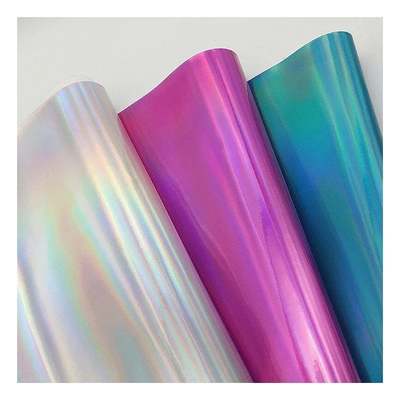 Rainbow Pu Película láser holográfica Espejo de cuero sintético de cuero artificial de falsificación zapatos de vanidad Bolso de mano Tejido de cuero