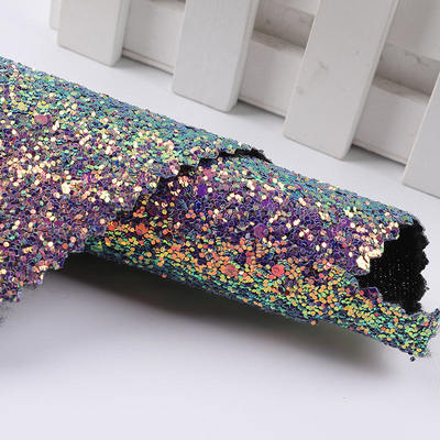 Tela de cuero sintético con purpurina hexagonal gruesa y brillante de PU elástico para zapatos, bolsos, lazos, manualidades, sombreros, tela de cuero sintético