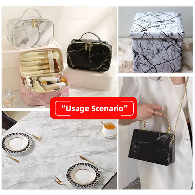 Cuero de PVC de granos de mármol con doble respaldo cepillado en 20 colores para bolsos y carteras