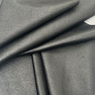 Precio Barato Piel Sintética de PVC con Grano de Cordero Elástica Impermeable Negra para Ropa, Pantalones, Vestidos
