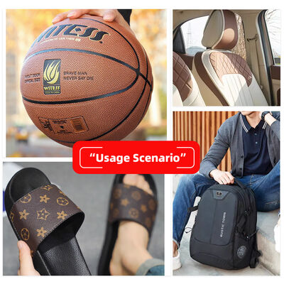 PVC impermeable Cuero sintético artificial de baloncesto de grano estilo en relieve para bolsas asientos de coche de bolos Decorativo Sofá artesanal falso