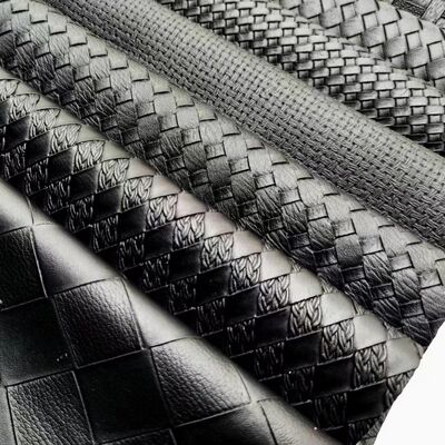PVC Woven Pattern Synthetic Leather Embossed Faux Leather Materials for Shoes Bags Furniture Crafts Sofas Outdoor Use