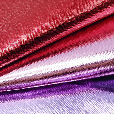Patrón cruzado de película metálica de PVC, cuero sintético artificial, bolso, cartera, funda, zapatos, cuaderno, tela de cuero sintético