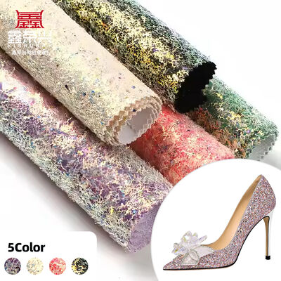 Láminas de tela de PU brillante y brillante con purpurina, cuero sintético grueso e impermeable para zapatos, lazos, manualidades, sombreros, forro decorativo sintético