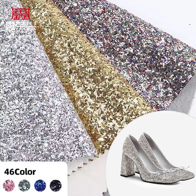 Hexágono Brillante Brillante Tejido Glitter Elástico PU Cuero sintético para calzado Bolsas Arcos Artesanías Sombreros Cuero falso
