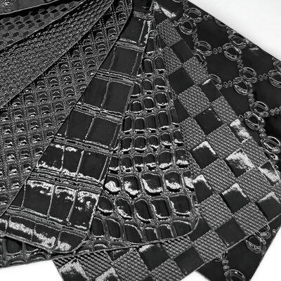 Alto brillo PVC Cocodrilo en relieve tejido grano geometría animal para zapato bolsa decoración sintético cuero artificial tela para manualidades