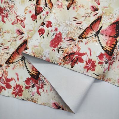 Impreso Colorida Mariposa Enamorada de Flores PVC PU Material de Cuero Sintético Falso