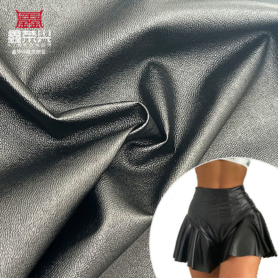 Pvc cuero de cordero grano cuero falso estiramiento apagón impermeable cuero sintético para prendas de vestir calzoncillos vestido