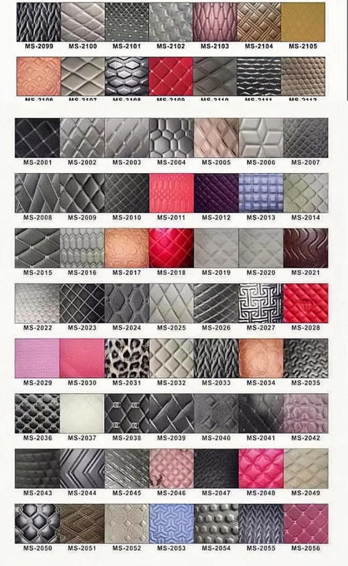 Custom 7.0mm grueso acolchado de PVC de cuero sint&eacute;tico bordado en relieve espuma de poliuretano estirante asiento de coche pies sof&aacute;s decorativos 5
