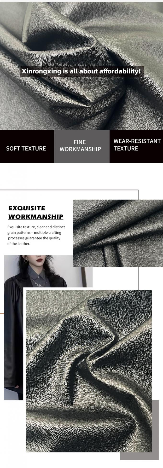 Pvc cuero de cordero grano cuero falso estiramiento apagón impermeable cuero sintético para prendas de vestir calzoncillos vestido 5