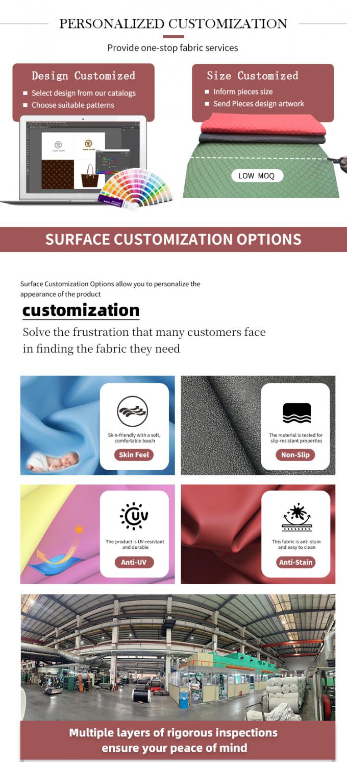 PVC en relieve 0,7/0,9 mm Cuero sintético de 4 vías de estiramiento Materiales de cuero falso para motocicletas Capa del asiento de la bicicleta Muebles de automóvil 6