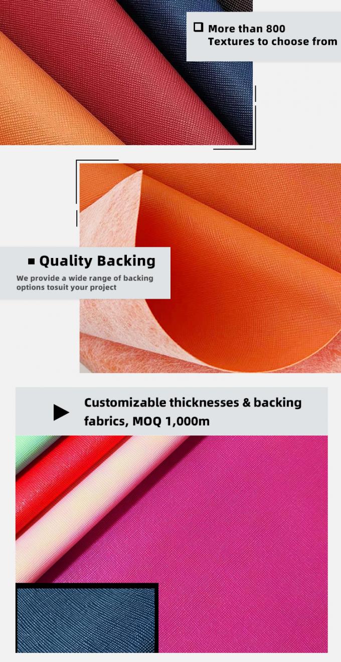 Cuero sint&eacute;tico artificial de grano cruzado de PVC para cartera, embalaje, funda, zapatos, cuaderno, tela de cuero 5