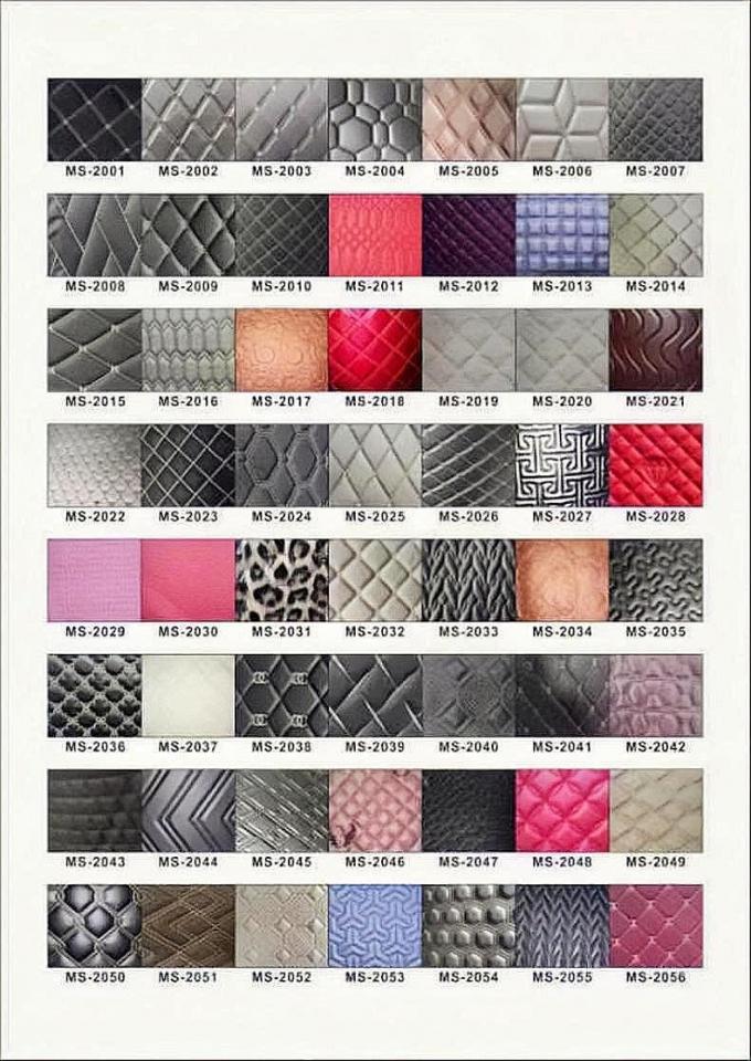 Cuero sintético acolchado con bordado de PVC personalizado, espuma de poliuretano de 6,0 mm para tapicería de asientos de coche, sofá, tela de cuero sintético 5