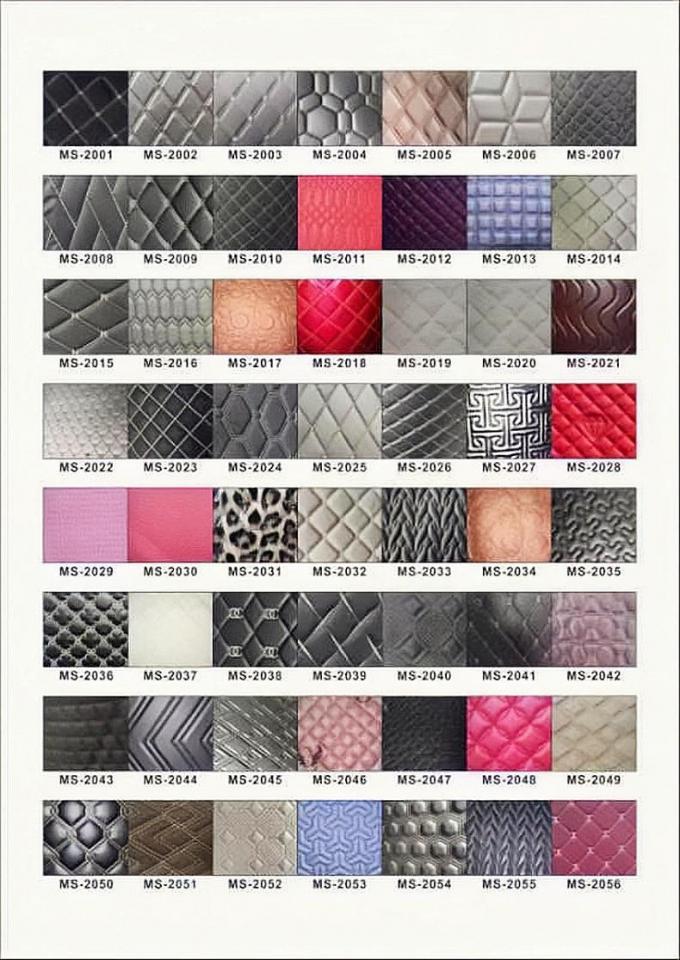 Cuero sintético acolchado con bordado de PVC personalizado, espuma de poliuretano de 6,0 mm para tapicería de asientos de coche, sofá, tela de cuero sintético 6