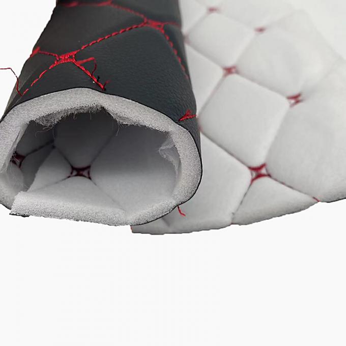 Cuero sintético acolchado con bordado de PVC personalizado, espuma de poliuretano de 6,0 mm para tapicería de asientos de coche, sofá, tela de cuero sintético 9