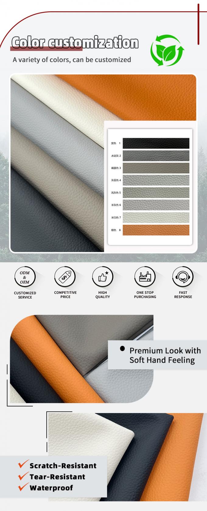 PVC Litchi Texturas de cuero sint&eacute;tico piel similar a la sensaci&oacute;n de cuero falso para silla sof&aacute; coche bolso de pie artesan&iacute;a 4