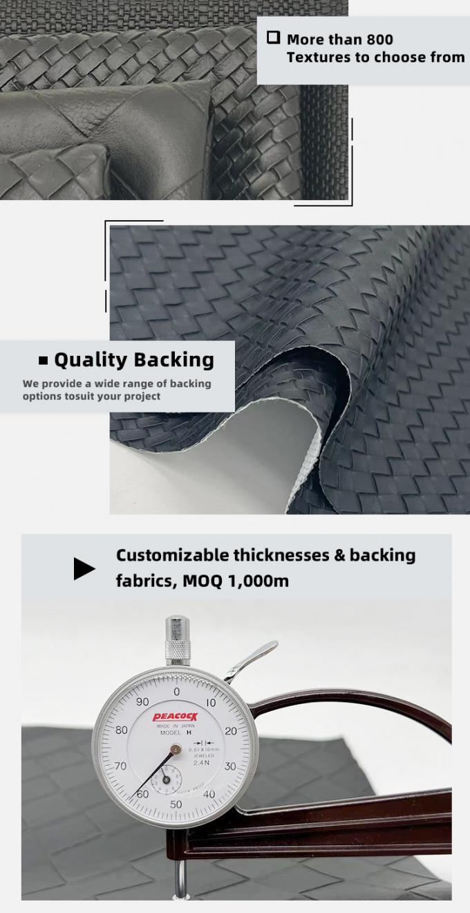 Cuero sint&eacute;tico estampado con patr&oacute;n tejido de PVC, materiales de cuero artificial para zapatos, bolsos, muebles, manualidades, sof&aacute;s y exteriores 5
