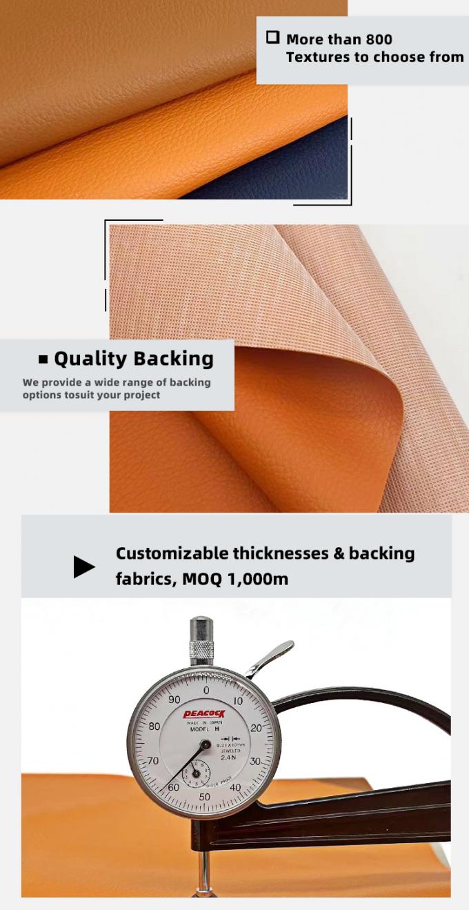 Venta al por mayor Litchi en relieve PVC de tejido de punto impermeable Cuero sintético artificial para el sofá silla Muebles de cuero falso 5