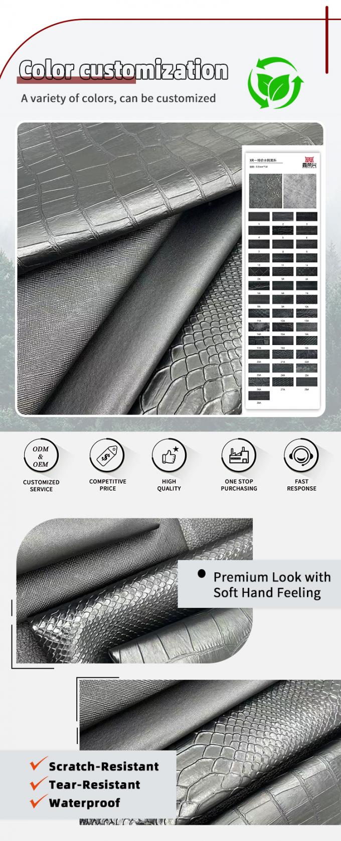 Mayorista de PVC cuero de imitaci&oacute;n cartera caja zapatos cuaderno lichi animal tejido cruzado patr&oacute;n artificial tela de cuero sint&eacute;tico 4