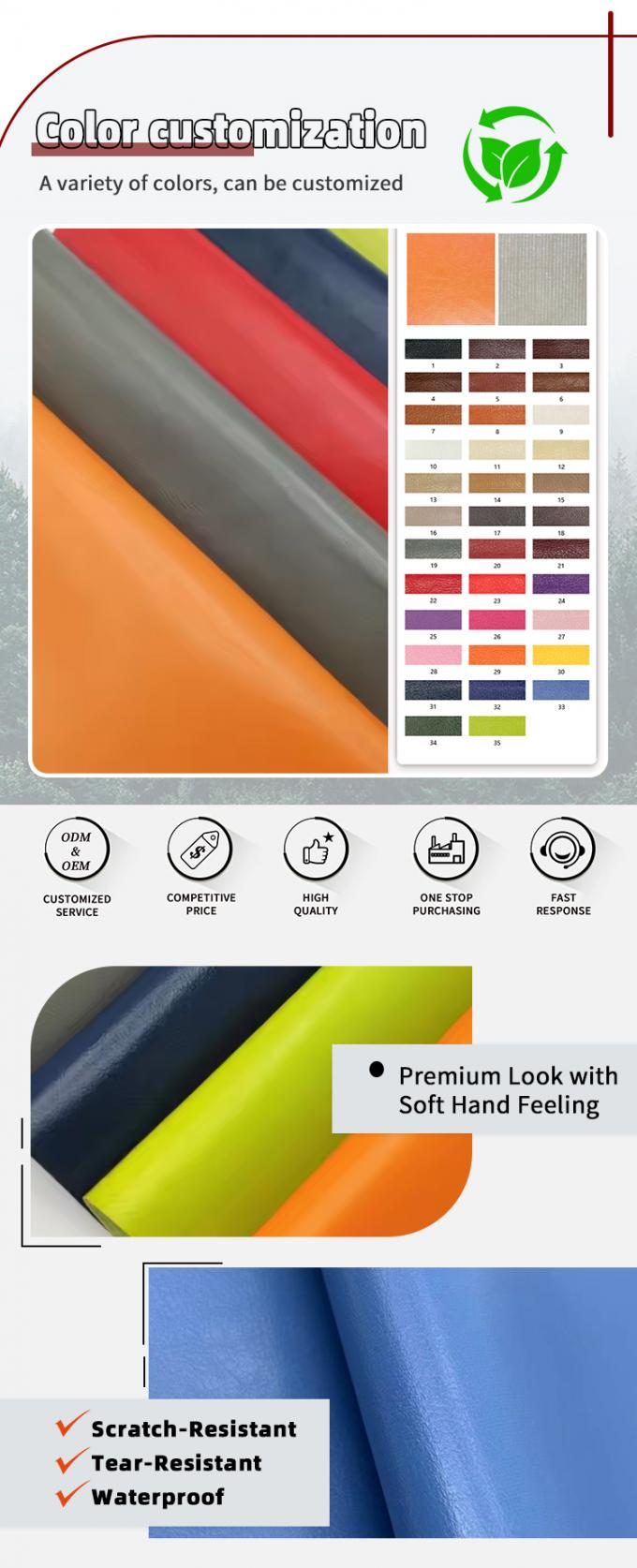 Tejido de cuero de punto de PVC para muebles de 57/58" resistente al agua y a la abrasi&oacute;n 4