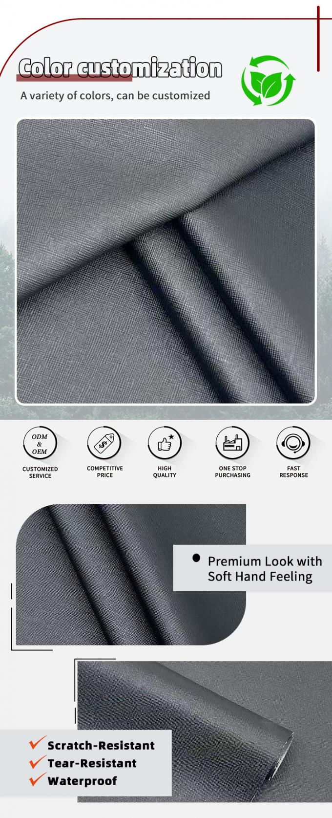 Cuero de PVC resistente a la abrasi&oacute;n para tapicer&iacute;a de muebles 4