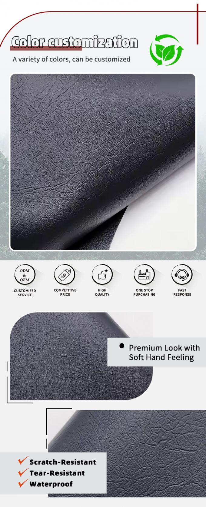 Cuero PVC para muebles de 0,6 mm, material de tapicer&iacute;a en relieve e impermeable 4