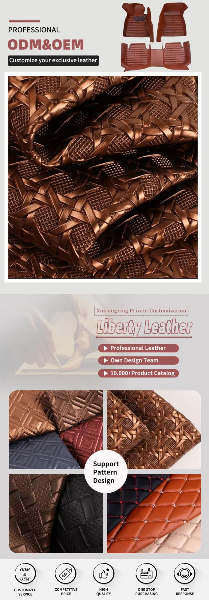 Tejido de cuero sint&eacute;tico repujado de PVC para asientos de autom&oacute;viles y muebles 4